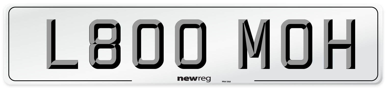 L800 MOH Number Plate from New Reg
